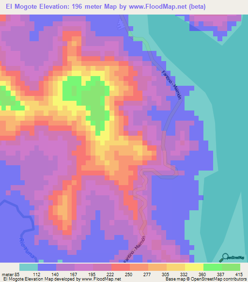 El Mogote,Dominican Republic Elevation Map