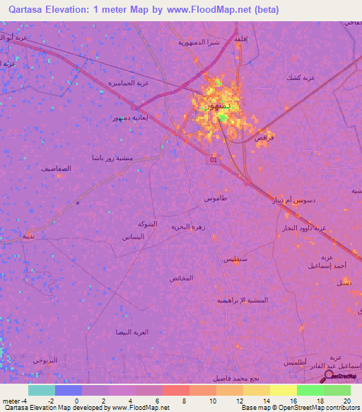 Qartasa,Egypt Elevation Map
