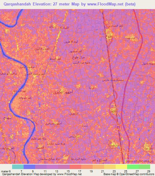 Qarqashandah,Egypt Elevation Map