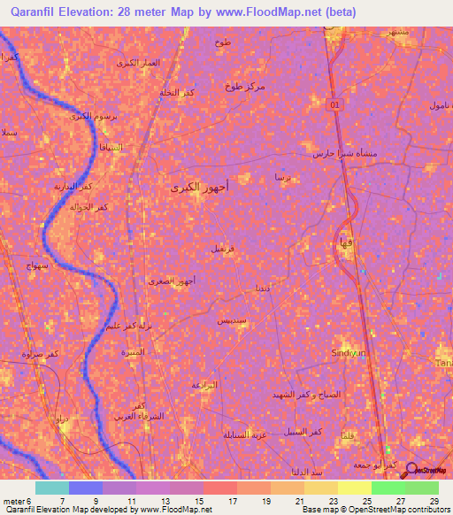 Qaranfil,Egypt Elevation Map