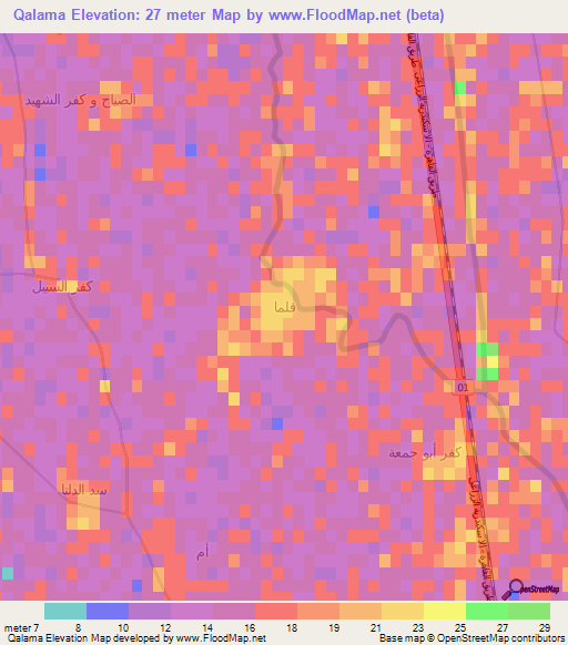 Qalama,Egypt Elevation Map