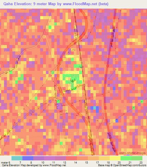 Qaha,Egypt Elevation Map