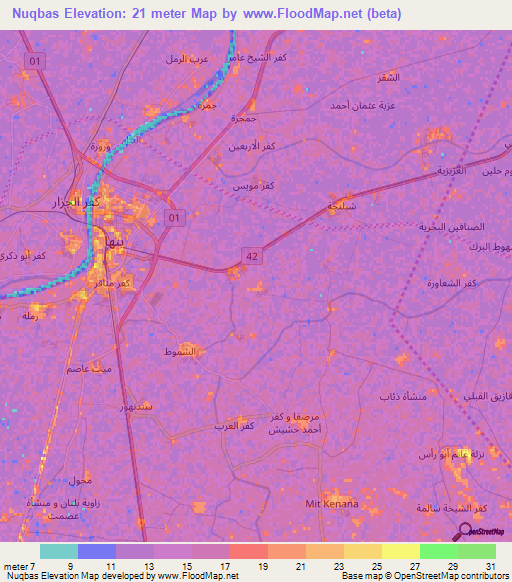 Nuqbas,Egypt Elevation Map