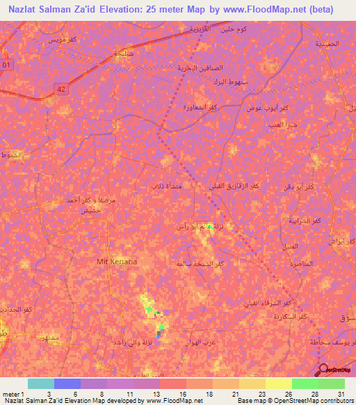 Nazlat Salman Za'id,Egypt Elevation Map