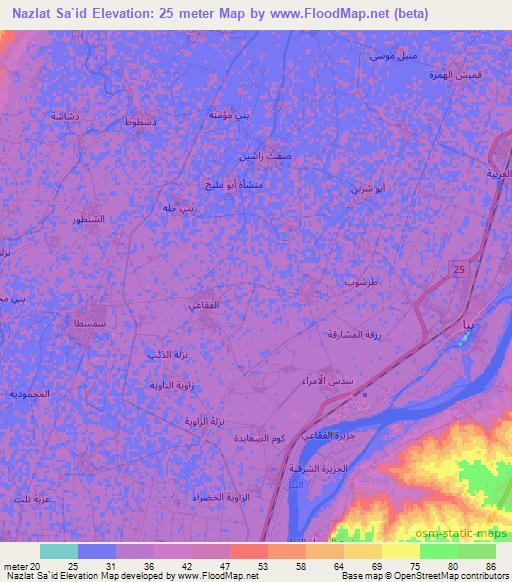 Nazlat Sa`id,Egypt Elevation Map