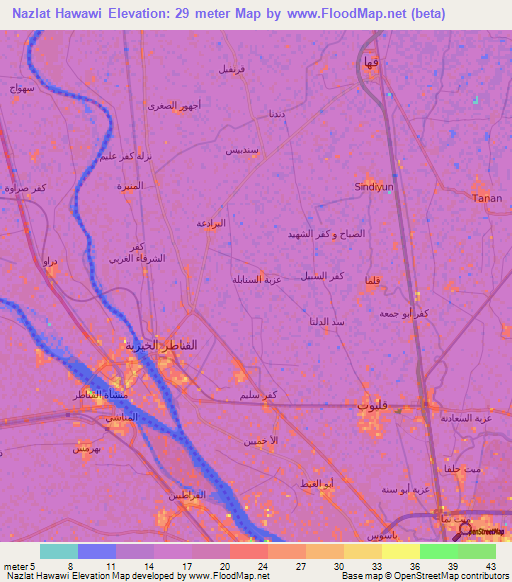 Nazlat Hawawi,Egypt Elevation Map