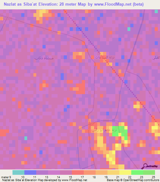 Nazlat as Siba`at,Egypt Elevation Map