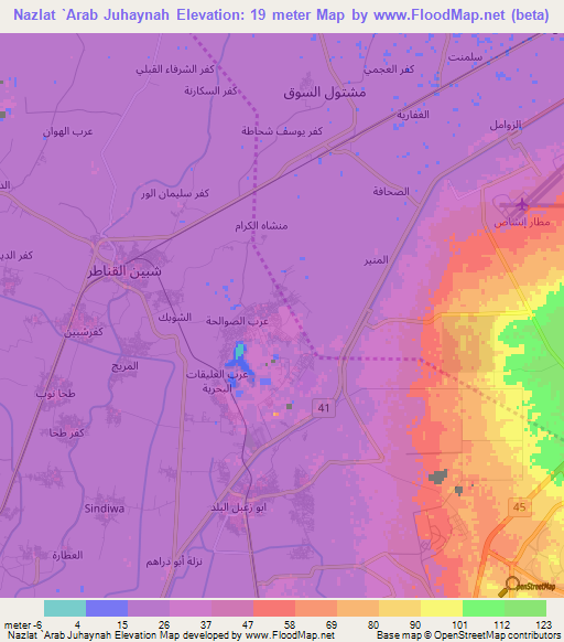 Nazlat `Arab Juhaynah,Egypt Elevation Map