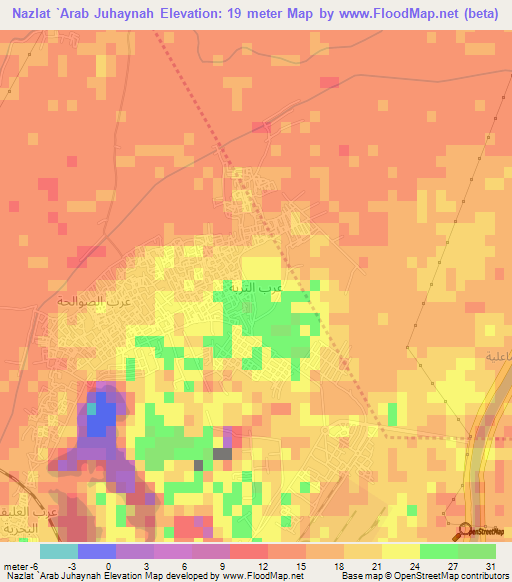 Nazlat `Arab Juhaynah,Egypt Elevation Map
