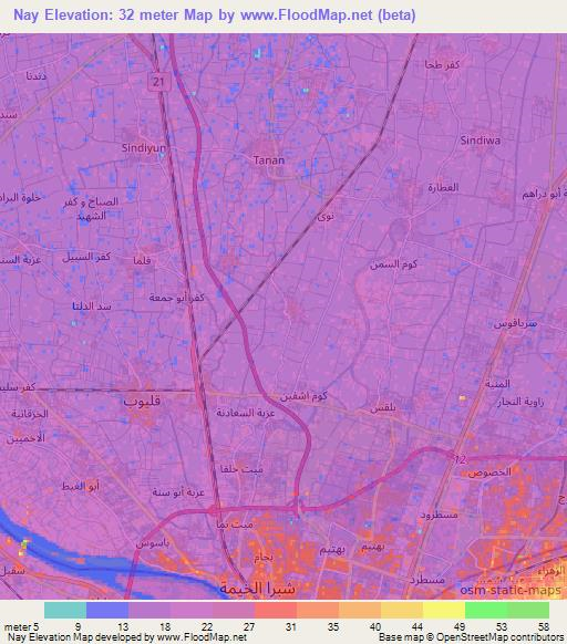 Nay,Egypt Elevation Map