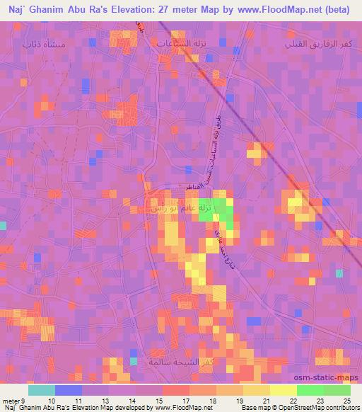 Naj` Ghanim Abu Ra's,Egypt Elevation Map