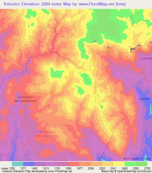 Xoloztoc,Mexico Elevation Map