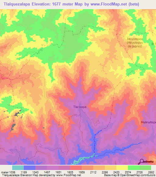 Tlalquezalapa,Mexico Elevation Map