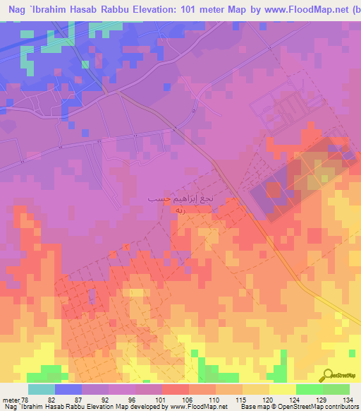 Nag `Ibrahim Hasab Rabbu,Egypt Elevation Map
