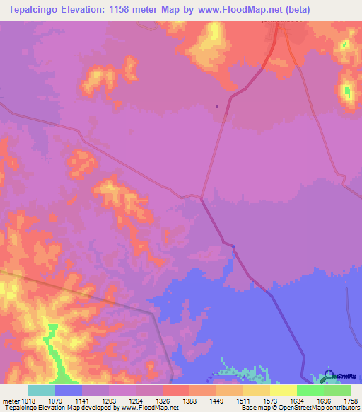 Tepalcingo,Mexico Elevation Map