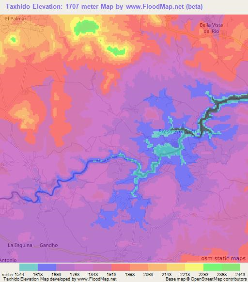 Taxhido,Mexico Elevation Map