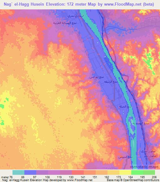Nag` el-Hagg Husein,Egypt Elevation Map