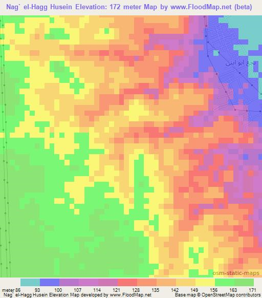 Nag` el-Hagg Husein,Egypt Elevation Map