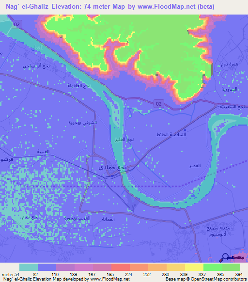Nag` el-Ghaliz,Egypt Elevation Map