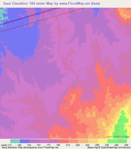 Sauz,Mexico Elevation Map