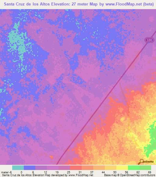 Santa Cruz de los Altos,Mexico Elevation Map