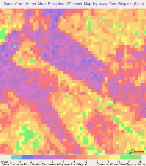 Santa Cruz de los Altos,Mexico Elevation Map