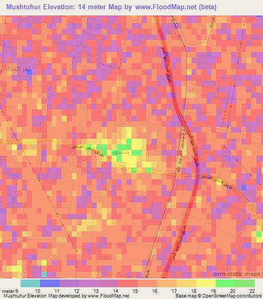 Mushtuhur,Egypt Elevation Map
