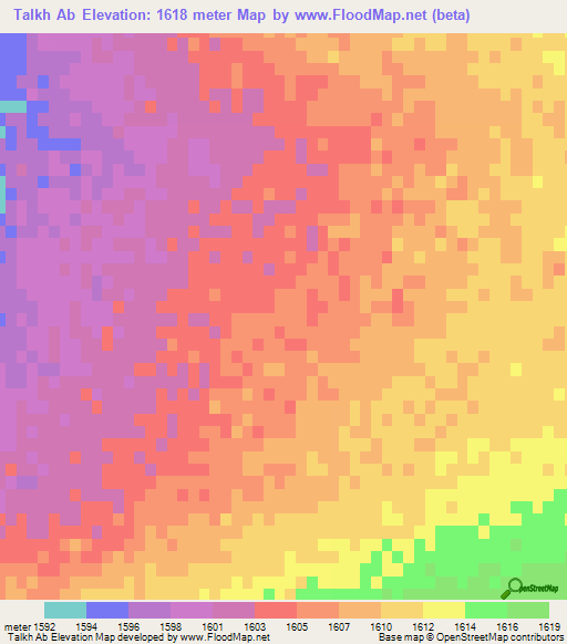 Talkh Ab,Iran Elevation Map