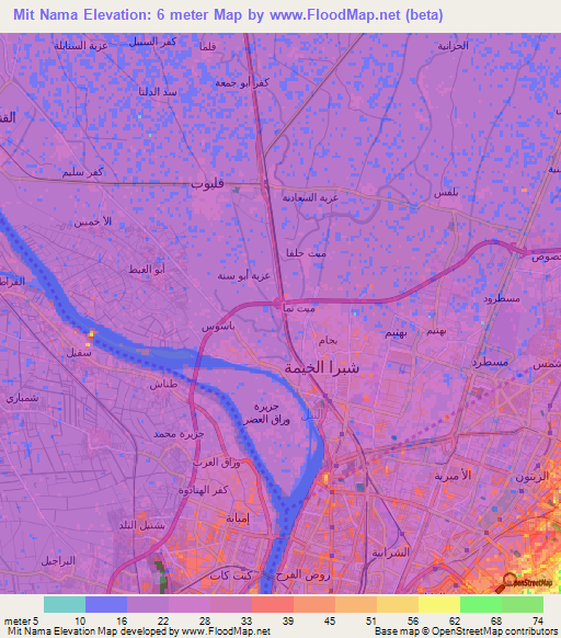 Mit Nama,Egypt Elevation Map