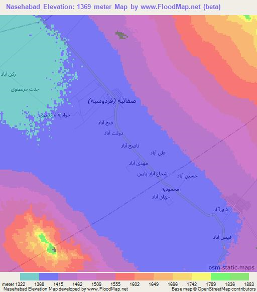 Nasehabad,Iran Elevation Map