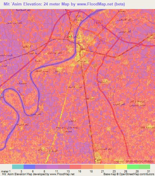 Mit `Asim,Egypt Elevation Map