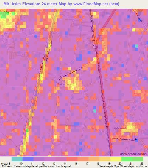 Mit `Asim,Egypt Elevation Map