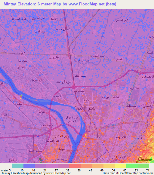 Mintay,Egypt Elevation Map