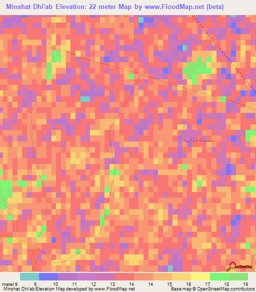 Minshat Dhi'ab,Egypt Elevation Map
