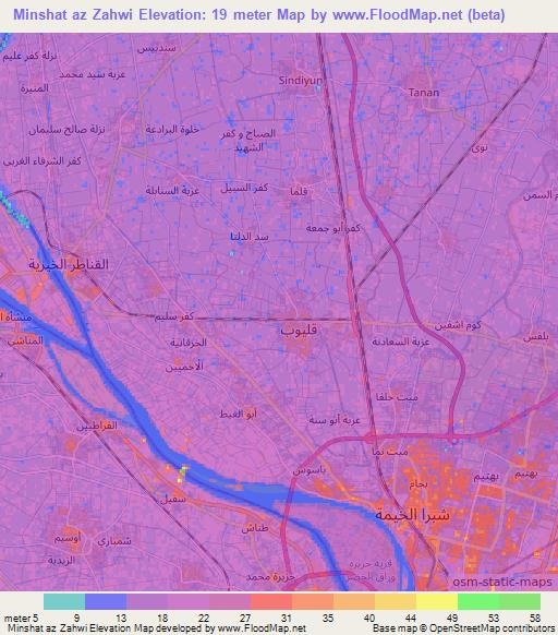 Minshat az Zahwi,Egypt Elevation Map