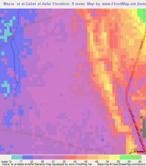 Mazra `et el-Gebel el-Asfar,Egypt Elevation Map