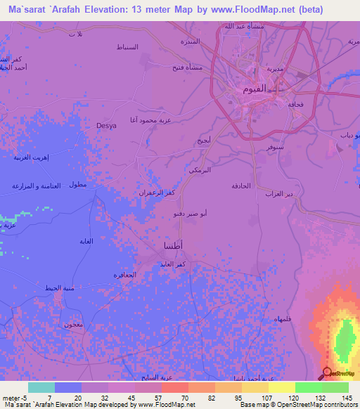Ma`sarat `Arafah,Egypt Elevation Map