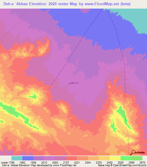 Deh-e `Abbas,Iran Elevation Map