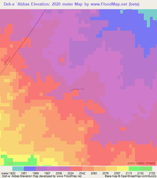 Deh-e `Abbas,Iran Elevation Map
