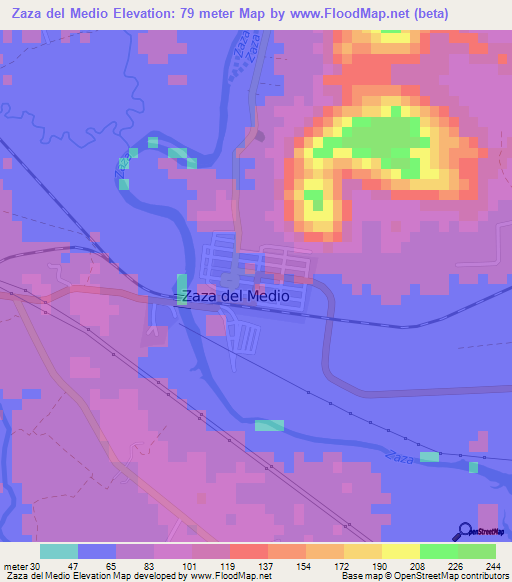 Zaza del Medio,Cuba Elevation Map