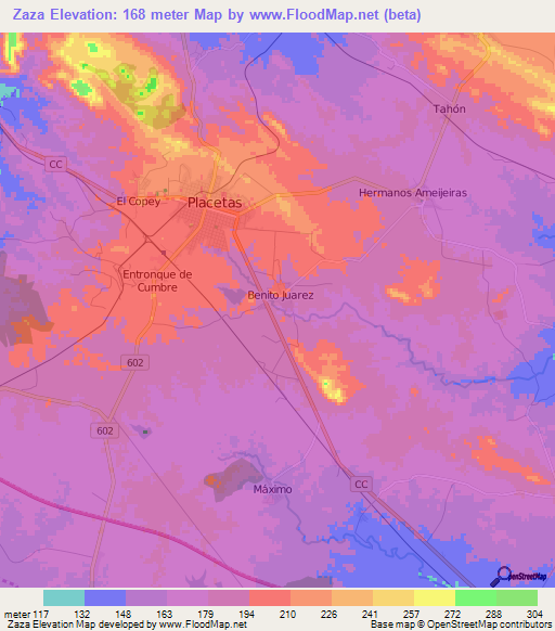 Zaza,Cuba Elevation Map