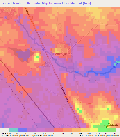Zaza,Cuba Elevation Map
