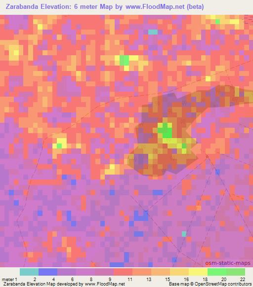 Zarabanda,Cuba Elevation Map