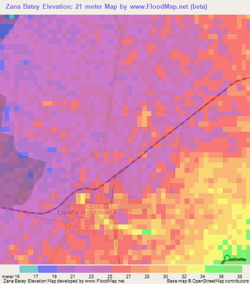 Zana Batey,Cuba Elevation Map