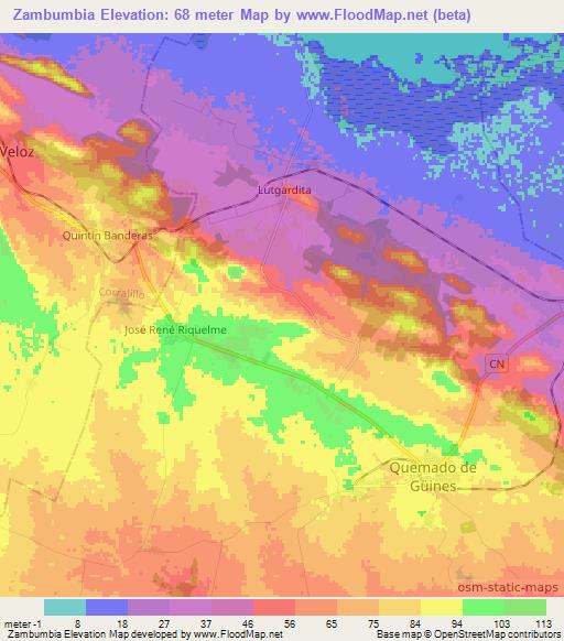 Zambumbia,Cuba Elevation Map
