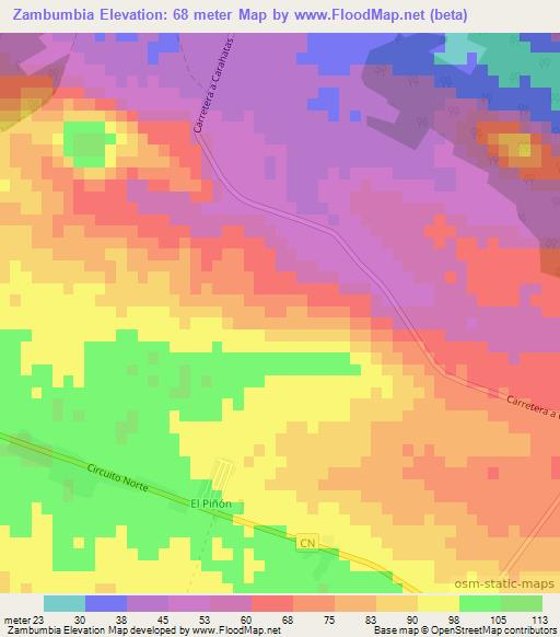 Zambumbia,Cuba Elevation Map