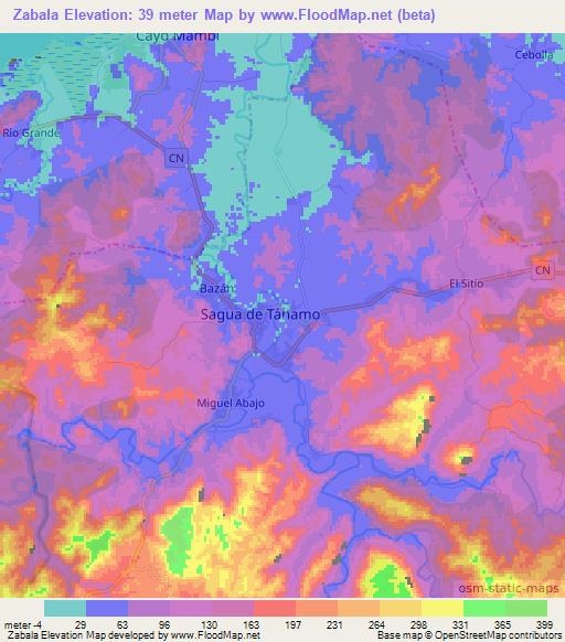 Zabala,Cuba Elevation Map