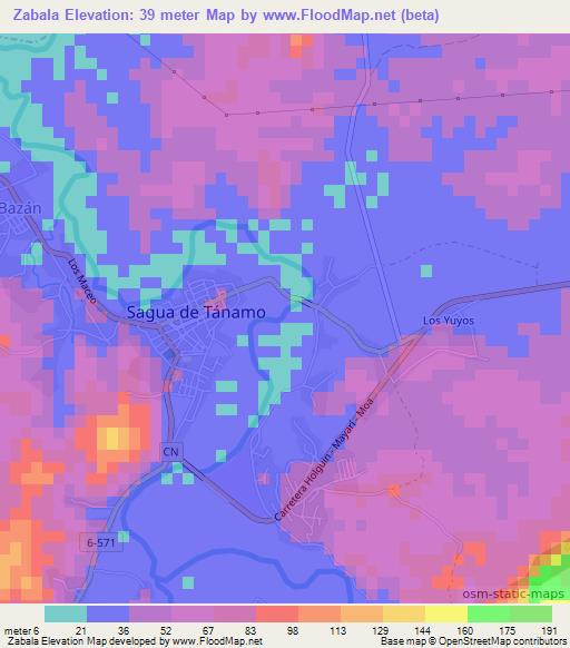 Zabala,Cuba Elevation Map