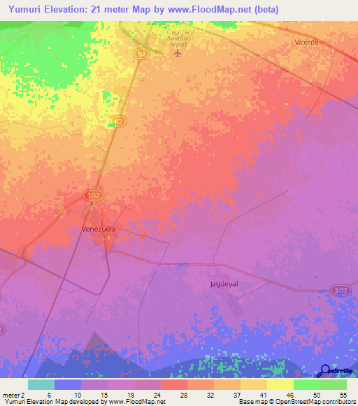 Yumuri,Cuba Elevation Map