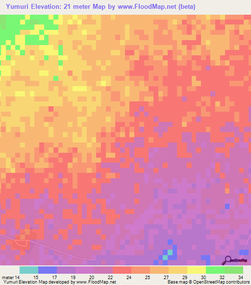 Yumuri,Cuba Elevation Map